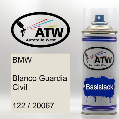 BMW, Blanco Guardia Civil, 122 / 20067: 400ml Sprühdose, von ATW Autoteile West.